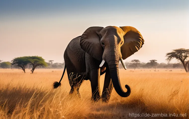 잠비아 생태 관광 - **"An intimate wildlife encounter in South Luangwa National Park, Zambia, at dawn. A majestic, peace...