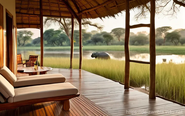 잠비아 생태 관광 - **"An intimate wildlife encounter in South Luangwa National Park, Zambia, at dawn. A majestic, peace...