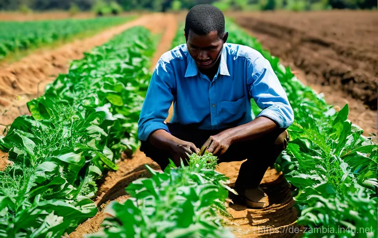 잠비아 농업 경제 - **Prompt:** A vibrant and bustling Zambian open-air market, brimming with local produce. In the fore...