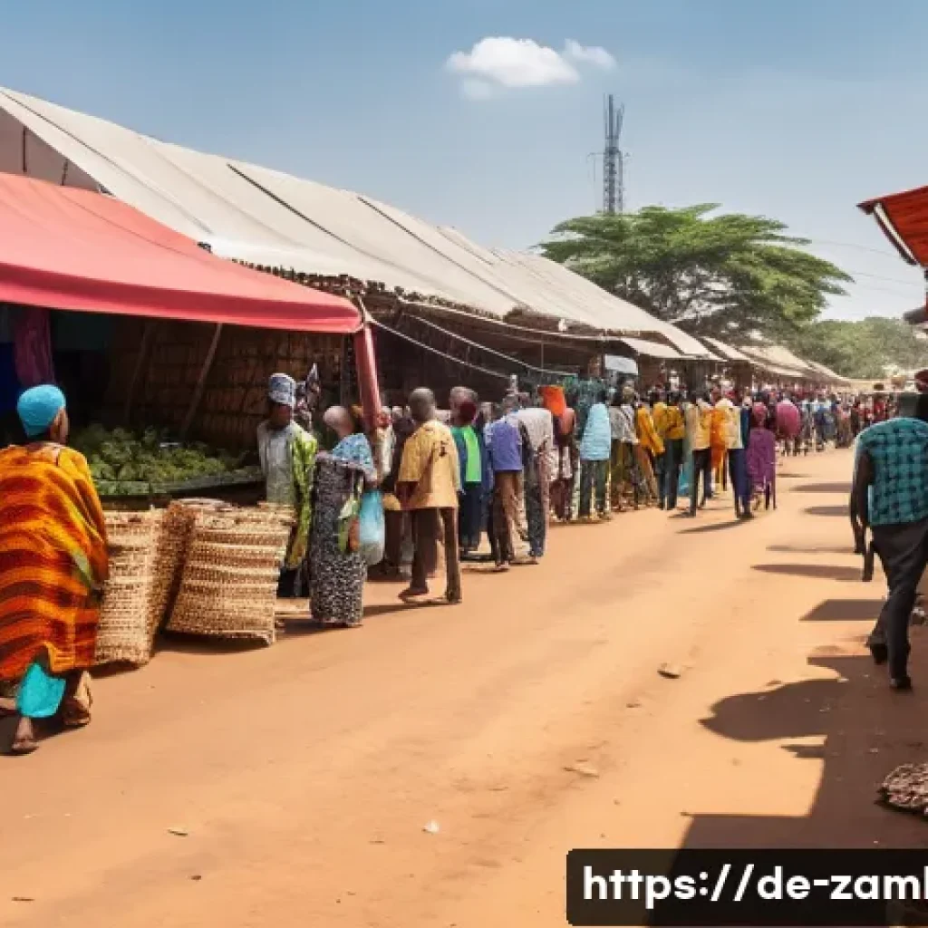 잠비아 도시와 시골 차이 - **Urban Energy and Aspirations in Lusaka**
    "A vibrant, bustling street scene in Lusaka, Zambia, ...
