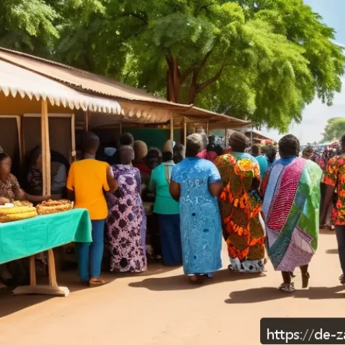 잠비아 시민권 취득 - A vibrant street scene in Lusaka, Zambia, showing a diverse group of friendly locals and expatriates...