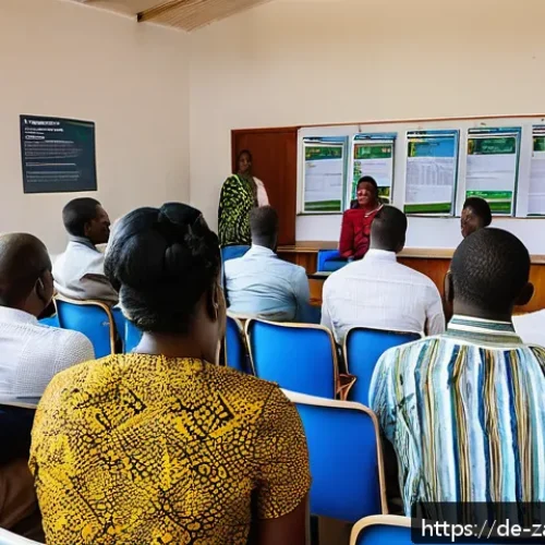 잠비아 정부 지원 정책 - A vibrant scene of a small business workshop in Lusaka, Zambia, featuring diverse entrepreneurs gath...